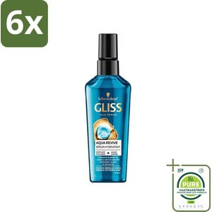 Gliss - Hair Repair - Serum Aqua Revive - oor Hydraterende Haarverzorging - 75 ml - Voordeelverpakking - 6 stuks - Haar serum - Droge haren