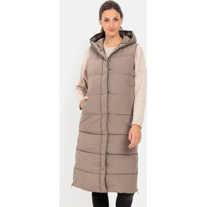 camel active Lang gewatteerd vest van gerecycled polyester - Maat womenswear-44 - Bruin