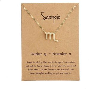 Bixorp Stars Schorpioen / Scorpio Ketting - Goudkleurige Ketting op Cadeau Kaartje - Sterrenbeeld / Zodiac Hanger