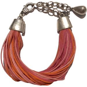 Armband - Roze, zilverkleurig - 17+5 Centimeter, verstelbaar - Ibiza stijl - Damesdingetjes