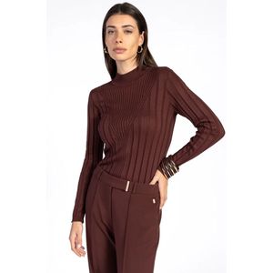 Vida - Sweater - Spicy Chocolate - Aangesloten Pasvorm - Hoge Hals