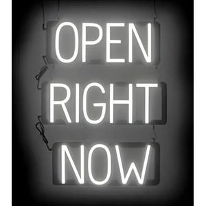 OPEN RIGHT NOW - Lichtreclame Neon LED bord verlicht | SpellBrite | 46 x 60 cm | 6 Dimstanden - 8 Lichtanimaties | Reclamebord neon verlichting