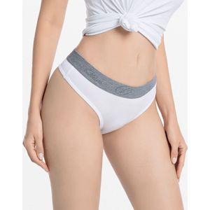 String dames bamboe tanga wit