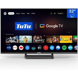 TuTu Google TV | 32 Inch/81 cm | HD Ready | Triple Tuner (DVB-T/T2-C-S/S2) HDMI, USB, CI/CI+| Frameless design | TUG32HQ1