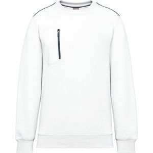 WK. Designed To Work Day To Day unisex sweater met zip contrasterende zak WK403 - White / Navy - M