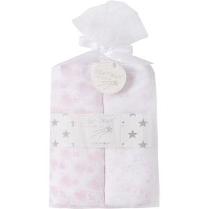 Babytown 2-Pack Hydrofiele Doek 76 x 76cm Olifant & Hartjes Wit/roze- 19C206