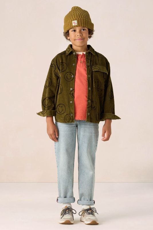 Sissy-Boy - Corduroy Overhemd - Donkergroen - Met Smiley Print