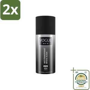 Vogue Anti-Transpirant Mystic Black 150 ml - Voordeelverpakking - 2 stuks - Anti-transpirant - Deodorant spray