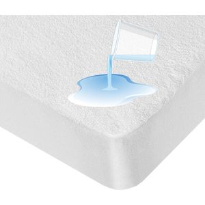 UNIFICATO Waterdichte Matrasbeschermer Hoeslaken 90x220 cm - Hoeslakenbadstof - Ademend - Antibacteriëel - Katoenen oppervlak -Rondom Elastiek - Wit - Incontinentie Matrasbeschermer