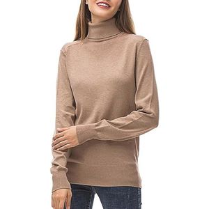 Dames Gebreide Trui met Lange Mouwen en Coltrui - Comfortabele Slanke Pasvorm in Effen Kleur