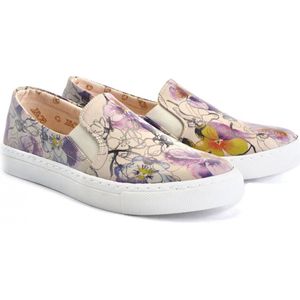 GOBY - Flowers - Schoenen - Sneakers - Hoge kwaliteit - Handmade - Meisjesprint - Maat 37