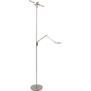 Zwarte vloerlamp met lees arm Soleil | 2 lichts | grijs / zilver | glas / metaal | 183 cm hoog | vloerlamp / staande lamp | modern design