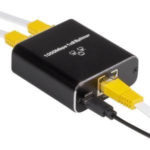 Nuvance - Internet Splitter - 2 Poorten - Netwerk Switch - tot 1000Mbps - Netwerk Splitter - RJ45, Cat5, Cat6, LAN, UTP, Ethernet Splitter - Zwart