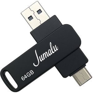 USB Stick 64GB – USB-C & USB-A – Hoge Snelheid 800Mbps – USB 3.0 – Plug & Play – Voor Laptop, Smartphone & Tablet – Zwart