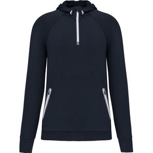 Unisex sportsweater met capuchon en driekwarts halsrits 'Proact' Navy - M