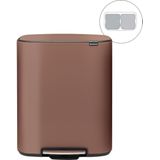 Brabantia Bo Prullenbak - Satin Taupe - 2 x 30 liter - Afvalscheiding