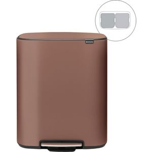 Brabantia Bo Prullenbak - Satin Taupe - 2 x 30 liter - Afvalscheiding