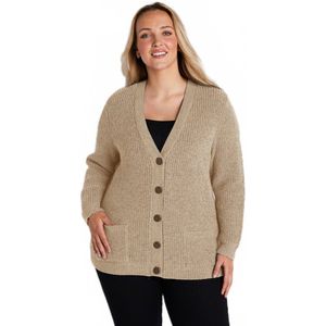 Halflang vest met knopen in parelbreisel met wol