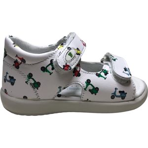 Falcotto - New River - Mt 19 - Velcro multi vespa print lederen sandalen - wit