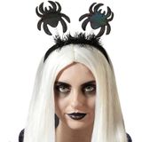 Halloween/horror verkleed diadeem/tiara - met grote spinnen - kunststof - voor dames/meisjes