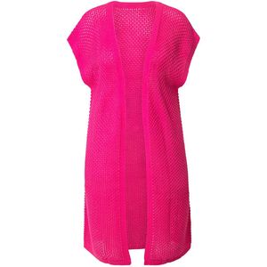 MIAMODA MIAMODA - Dames - Gebreid vest open structuurbreisel - Hibiscusrood - Maat 50+