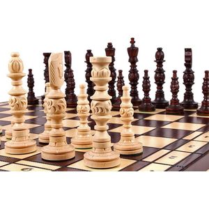 Chess the Game - Luxe houten schaakspel - Handgemaakt - Groot formaat- Eyecatcher!!