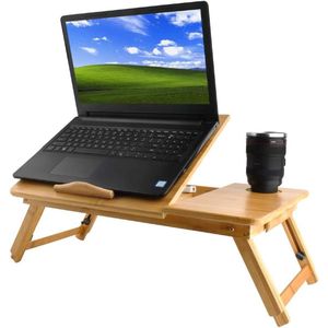 VORLOU - Laptoptafel van bamboe - Bedtafel voor laptop, tekenen en eten - 55 x 34,6 x 26,5 cm