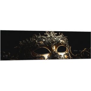 Vlag - Masker - Zwart - Goud - 150x50 cm Foto op Polyester Vlag