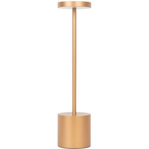 Sanzo | Luxe tafellamp | Goud | H34cm x Ø8cm | LED | Dimbaar | Oplaadbaar (USB-C) | Draadloos | Terraslamp | Bureaulamp | Tafellamp voor binnen en buiten