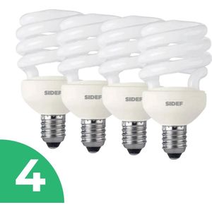 Sidef Spiraal Spaarlamp E14 - 13W - Daglicht - Niet Dimbaar - 4 stuks