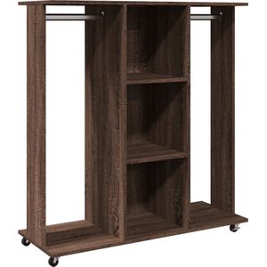 vidaXL - Kledingkast - met - wielen - 102x38x110 - cm - bewerkt - hout - bruin - eiken