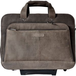 HAROLD'S Leren Trolley Business tas met laptopvak Antic Businesstrolley Taupe Bruine 43cm