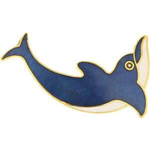Behave - broche dolfijn blauw-wit-goudkleur emaille - speels accent