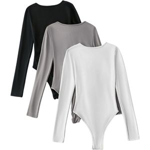 Bovista Bodysuit Dames - Jumpsuit - Corrigerend Ondergoed - Body plunge - Lingerie - Setje Vrouwen - 3 Pcs - Zwart/Wit/Grijs - Maat XS