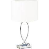 Relaxdays tafellamp zilver - lampenkap rond - nachtlamp - leeslamp - ijzer - designerlamp
