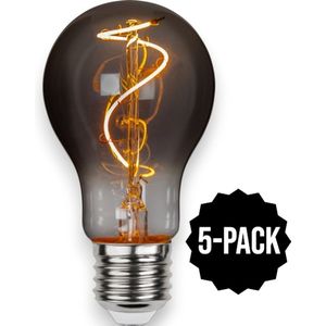 5-Pack | Standaard bol - E27 - 3W - Super Warm Wit <2200K - Filament - Rookglas