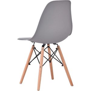 Wildor® Stoelen set van 6 nordic stijl grijs - Eetkamerstoelen - Plastic zitting - Beukenhout stoelpoten - Grijs - Zithoogte 43cm