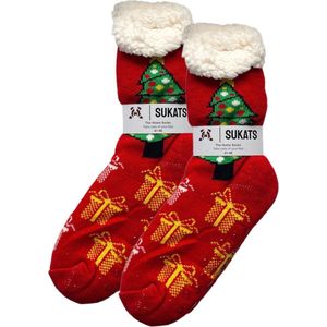 Sukats® Huissokken - Homesocks - Maat 41-46 - Heren Huissokken - Antislip Sokken - Fluffy Sokken - Kerst - Kerstsokken - Slofsokken - Variant 3 - Meerdere Maten en Varianten - Verwarmde Sokken