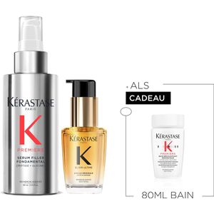 Kérastase Première & Elixir Ultime Duo + Cadeau - Première Serum 90ml & Elixir Ultime Haarolie 30ml met Arganolie + Première Shampoo 80ml Cadeau - Voor Glanzend, Hersteld & Beschermd Haar
