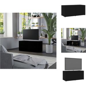 vidaXL Tv-meubel - klassieke stijl - spaanplaat - 80 x 34 x 36 cm - zwart - Kast