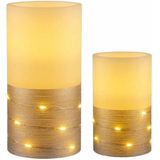 LED Waxinelichtjes Fairy Lights - Wit/Zilver - 2 Stuks - Warm Wit - Voor 3 x AAA Batterij - Met Schakelaar