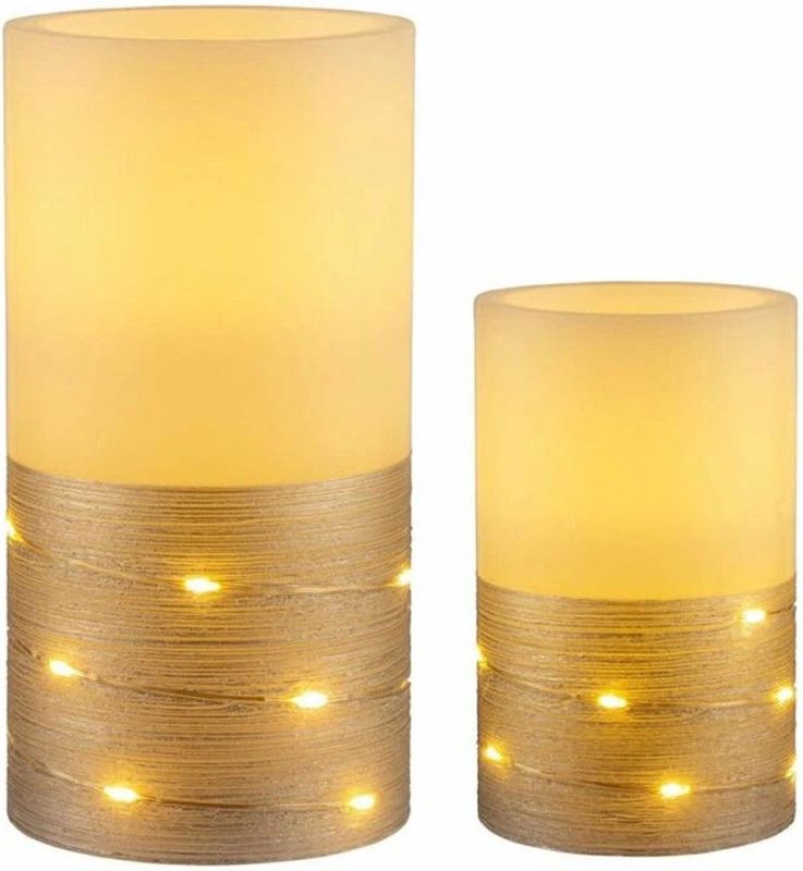 LED Waxinelichtjes Fairy Lights - Wit/Zilver - 2 Stuks - Warm Wit - Voor 3 x AAA Batterij - Met Schakelaar