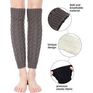 Gehaakte lange beenwarmers voor dames - winter - eenheidsmaat - wit