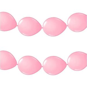 2x stuks feestversiering - Ballonnen slinger lichtroze 3 meter - roze versiering/feestartikelen