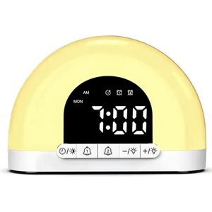 Wake-up Light Wekker – Zonsopgang Simulatie – Dubbele Alarmfunctie – Nachtlampje & Slaaptrainer – Compact Design - Lichtwekker - Digitale wekker