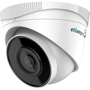 EtiamPro Dome IP-netwerkcamera, bewakingscamera, 4 MP, IR-leds, nachtzicht 30 m, vaste lens, WDR-technologie, PoE-functie, app Guarding Vision, voor binnen en buiten, wit