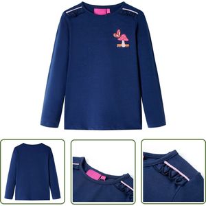 vidaXL Langmouwig - Kinderhemd - Kindershirt met lange mouwen 128 marineblauw - Meisjeskleren - Jongenskleren - Blauwe Kleren