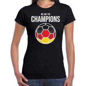 Duitsland EK/ WK supporter t-shirt - we are the champions met Duitse voetbal - zwart - dames - kleding / shirt XXL