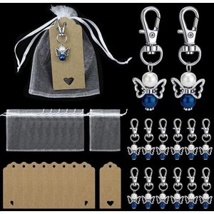 Sleutelhanger Guardian Angel 30 Pack Blauwe Parel Met Organza Tassen En Dank U Tags Voor Gasten Baby Shower Bruiloft Doop Souvenir