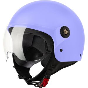 VINZ Duoro Jethelm met Vizier | Scooterhelm & Motorhelm & Brommerhelm & Snorfietshelm | ECE 22.06 goedgekeurd | Lichtgewicht 1100 gram | Inclusief Opbergzak | Lavender - S